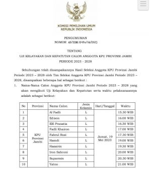 10 Calon KPU Provinsi Jambi FPT Dengan KPU RI Hari Ini