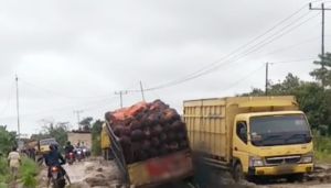 Penanganan Ruas Jalan Rasau Lambur Tanjabtim Bak Buah Simalakama, Diperbaiki Rusak Lagi 