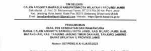 BREAKING NEWS: Ini 6 dan 10 Besar Bawaslu Zona 1 Jambi