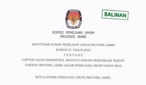 Ini Nama-nama Daftar Caleg Sementara Anggota DPRD Provinsi Jambi