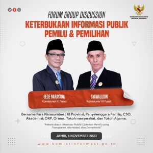 Gelar FGD Bahas Keterbukaan Informasi Pemilu, Dua Komisioner KI Pusat Bakal Hadir di Jambi