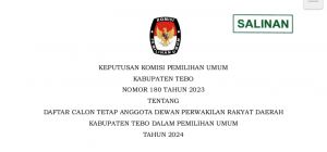 DCT DPRD Tebo Untuk Pemilu 2024, Cek Disini