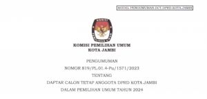 KPU Kota Jambi Tetapkan DCT, Lihat Disini Selengkapnya