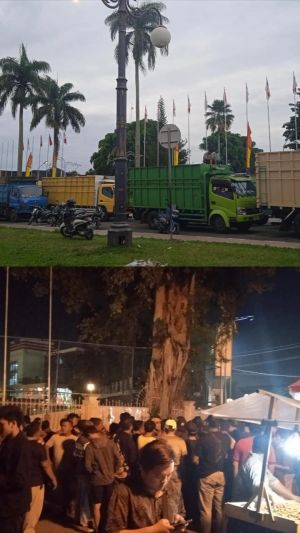 Tolak Instruksi Gubernur Jambi, Sopir Batu Bara Nekat Demo Hingga Malam Didepan Plataran Rumdis
