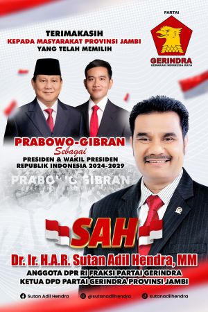 SAH Terima Kasih ke Masyarakat Jambi, Karena Pilih Prabowo Gibran Jadi Presiden dan Wakil Presiden
