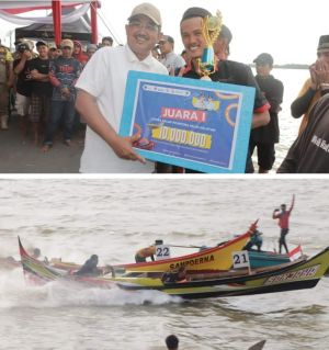 Meriahkan Festival Pengabuan 2024, Bupati Tanjab Barat Buka Lomba Balap Pompong