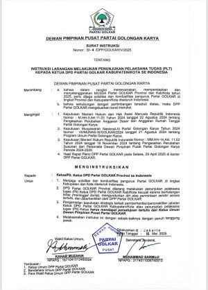 DPP Keluarkan SE Larang Ganti Ketua Golkar Kab/Kota Jelang Musda