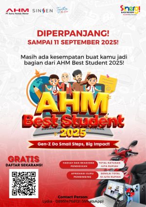 Sinsen Umumkan Perpanjangan Pendaftaran AHM Best Student Hingga 11 September 2025