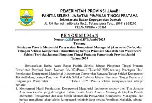 Pansel Umumkan Hasil Assesment 6 Jabatan Eselon II di Pemprov Jambi, Ini Nama-namanya
