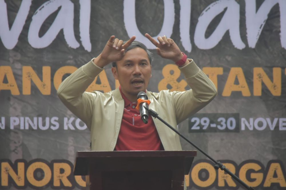 Foto : Ketua KORMI Provinsi Jambi Edi Purwanto Saat Pembukaan Festival di Hutan Pinus Paal X, Kota Jambi/jmb.