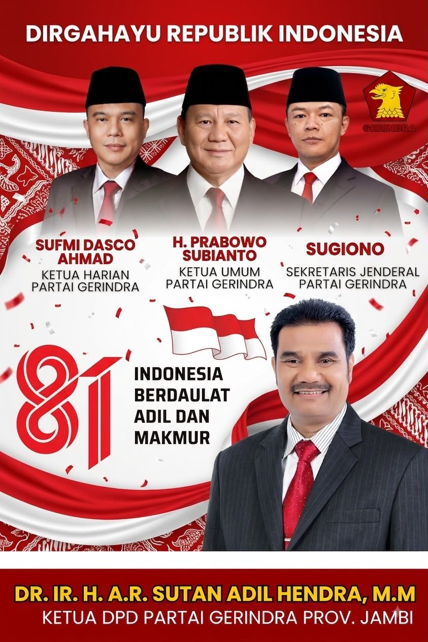 SAH Ucapkan Diragahayu Kemerdekaan RI Ke 81, Semangat juang Indonesia Raya, Maju dan Sejahtera