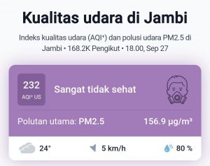 Kualitas Udara Sangat Tidak Sehat, Kota Jambi Perpanjang PJJ Mulai 28 September 2026
