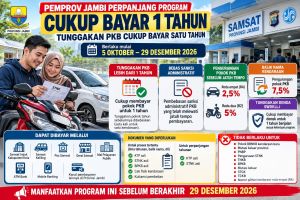 Pemprov Jambi Perpanjang Pemutihan : Tunggakan PKB Cukup Bayar 1 Tahun!