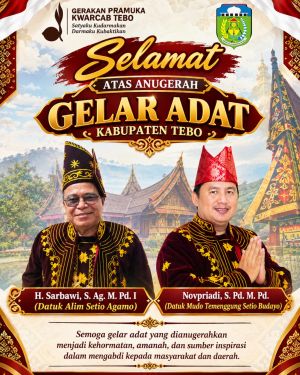 Dua Pengurus Kwarcab Pramuka Tebo Terima Gelar Adat Melayu Jambi